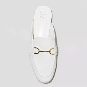 A New Day Women's White Mules with Gold Accent